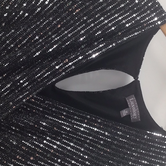 Luxology Black Sequin Wrap jumpsuit - Picture 2 of 5